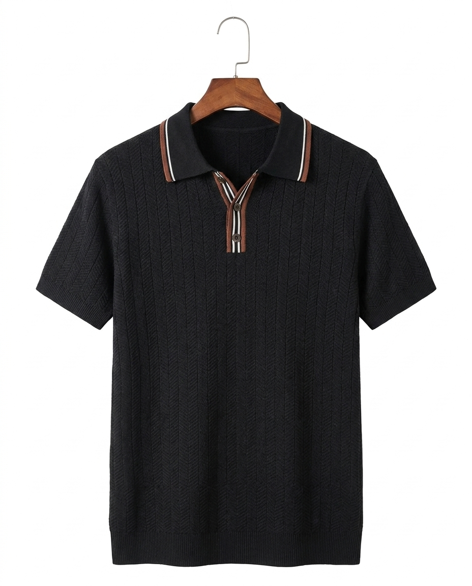 オールドマネー ニットポロ POSITANO ブラック 商品画像
