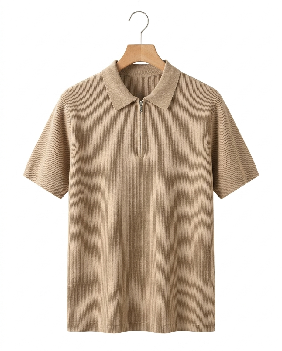 HERITAGE&Co. MENTON ハーフジップニットポロ アプリコット 商品画像