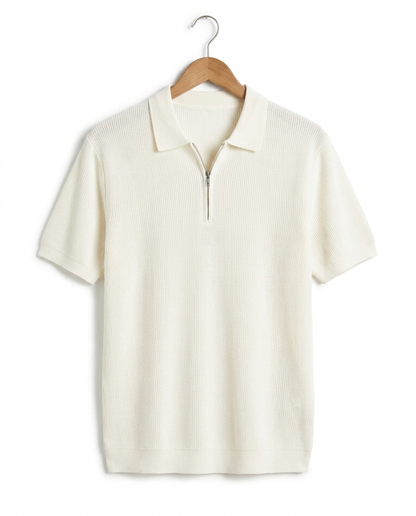 HERITAGE&Co. MENTON ハーフジップニットポロ ホワイト 商品画像