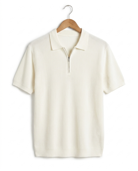 HERITAGE&Co. MENTON ハーフジップニットポロ ホワイト 商品画像