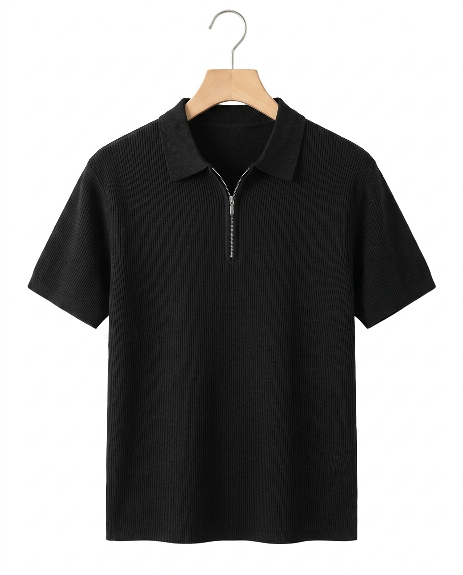 HERITAGE&Co. MENTON ハーフジップニットポロ ブラック 商品画像